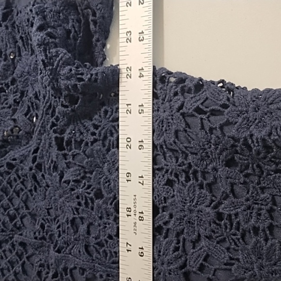 Navy Cotton Crochet Over Navy Tank Top - Picture 4 of 10